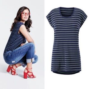 CAbi 5333 Ibiza Tee Navy Island Stripe. Size L